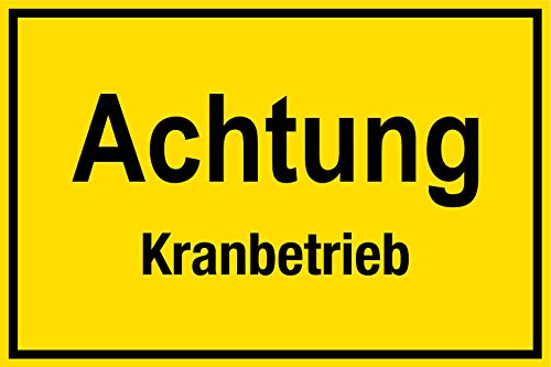 Baustellenschild - Achtung Kranbetrieb - Kunststoff - 20 x 30 cm von Boppon