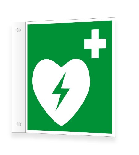 Fahnenschild Wandmontage | "Defibrillator" gem. ASR A1.3 E010 | in verschiedenen Größen erhältlich | direkt bedruckt Fahnenschild Wandmontage | "Defibrillator" gem. ASR A1.3 E010 | in verschiedenen Größen erhältlich | direkt bedruckt von Max Systems