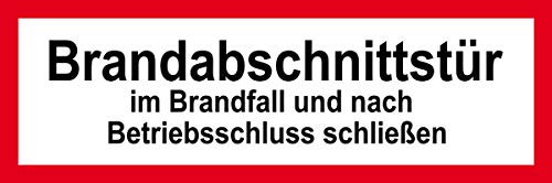 Feuerwehrschild - Brandabschnittstür - Aluminium Selbstklebend - 20 x 60 cm von Max Systems