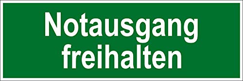 Fluchtwegschild - Notausgang freihalten - Kunststoff Selbstklebend - Langnachleuchtend - 10 x 30 cm von Max Systems