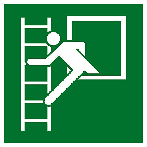 Fluchtwegschild - Notausstieg mit Fluchtleiter - Kunststoff - Langnachleuchtend - 20 x 20 cm Fluchtwegschild - Notausstieg mit Fluchtleiter - Kunststoff - Langnachleuchtend - 20 x 20 cm von Max Systems