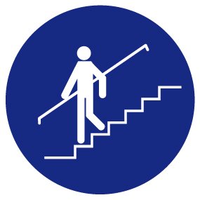 Gebotsschild aus Aluminium - Handlauf benutzen - Ø 20 cm von Max Systems