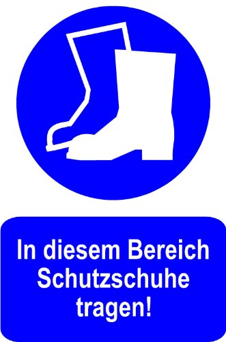 Gebotsschild aus Aluminium - In diesem Bereich Schutzschuhe tragen - 20 x 30 cm von Max Systems