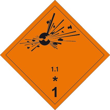 Gefahrgutzeichen - Explosive Stoffe 1.1 - Kunststoff Selbstklebend - 10 x 10 cm von Max Systems
