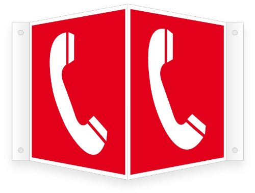 Nasenschild/Winkelschild | "Brandmeldetelefon" gem. BGV A8 F06 | in verschiedenen Größen erhältlich | direkt bedruckt von Max Systems