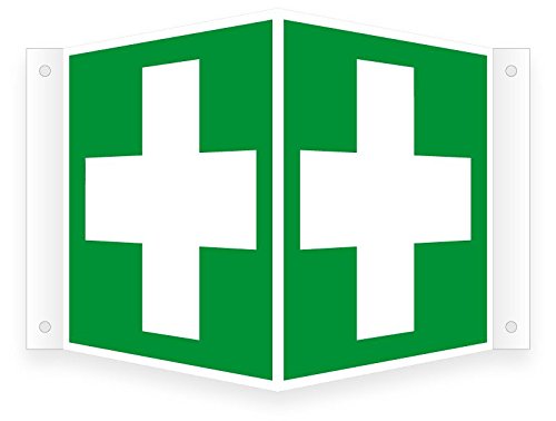 Max Systems Nasenschild/Winkelschild | 'Erste Hilfe' | 20 x 20 cm | Grün | Stabiler Kunststoff | Wandmontage | Sicherheitsschild von Max Systems