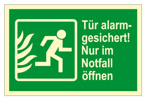 Rettungswegschild aus Folie - Rettungswegzeichen - Tür alarmgesichert! Nur im Notfall öffnen - - 20 x 30 cm Rettungswegschild aus Folie - Rettungswegzeichen - Tür alarmgesichert! Nur im Notfall öffnen - - 20 x 30 cm von Max Systems