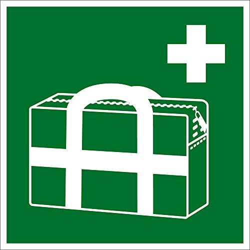 Rettungszeichen - Medizinischer Notfallkoffer - Folie Selbstklebend - Langnachleuchtend - 30 x 30 cm von Max Systems