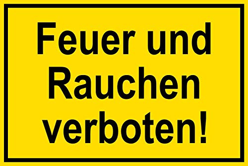 Schild für Gas- und Heizungsanlagen - Feuer und Rauchen verboten - Folie Selbstklebend - 20 x 30 cm von Max Systems