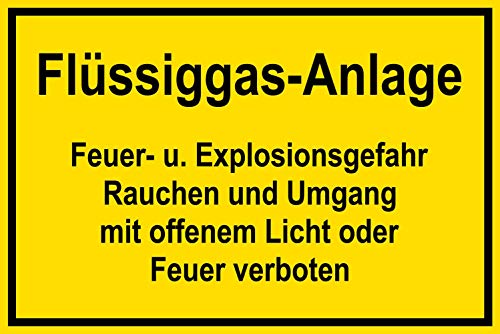 Schild für Gas- und Heizungsanlagen - Flüssiggas-Anlage - Kunststoff Selbstklebend - 30 x 45 cm von Max Systems