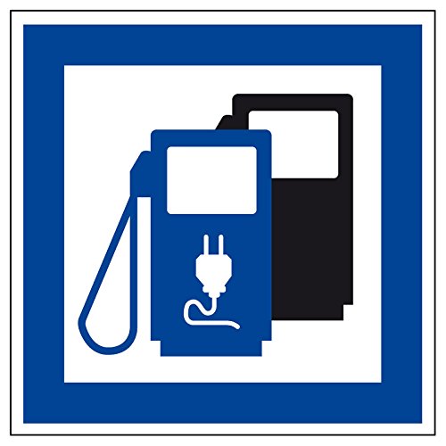 Schild für erneuerbare Energien - Elektro Tankstelle - Folie Selbstklebend - 30 x 30 cm von Max Systems