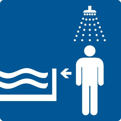 Schwimmbadschild - Erst Duschen - Aluminium - 25 x 25 cm von MAX Systems