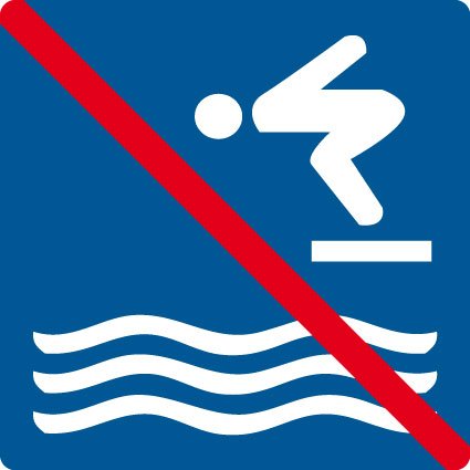 Schwimmbadschild - Springen verboten - Aluminium - 20 x 20 cm von Boppon