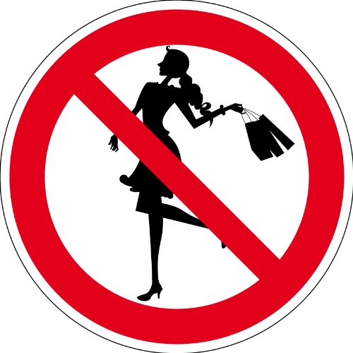 Spaßschild "Shoppen verboten" selbstklebende Folie Spaßschild "Shoppen verboten" selbstklebende Folie von Max Systems