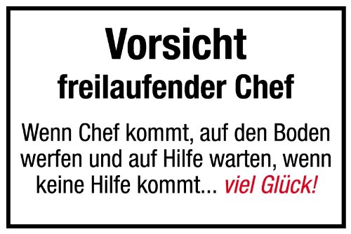 Spaßschild "Vorsicht freilaufender Chef" aus Kunststoff von Max Systems