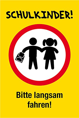 Spielplatzschild - Schulkinder Bitte langsam Fahren - Aluminium - 40 x 60 cm von Max Systems