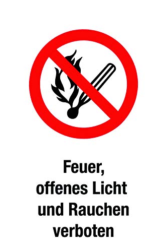 Verbotsschild - Feuer, offenes Licht und Rauchen verboten - Kunststoff Selbstklebend - 20 x 30 cm Verbotsschild - Feuer, offenes Licht und Rauchen verboten - Kunststoff Selbstklebend - 20 x 30 cm von Max Systems