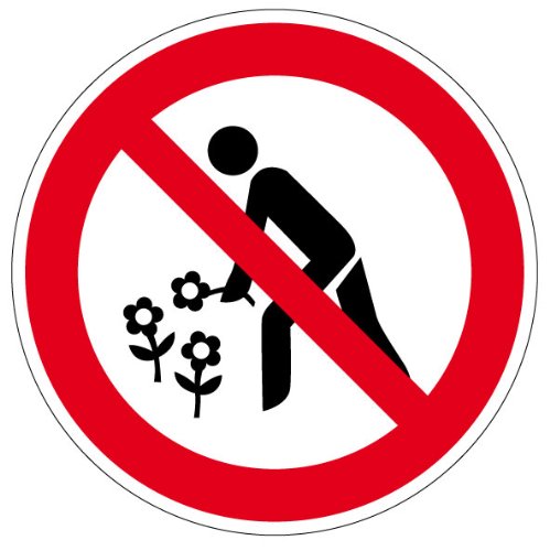 Verbotszeichen - Blumen pflücken verboten - Aluminium Selbstklebend - Ø 10 cm von Max Systems