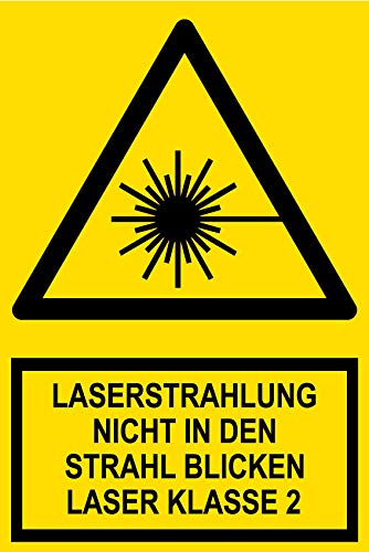 Warnschild Laserstrahlung Klasse 2 - Folie selbstklebend - 20x30 cm von Max Systems