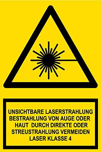 Warnschild Unsichtbare Laserstrahlung Klasse 4 - Folie Selbstklebend - 20x30 cm von Max Systems