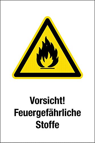 Warnschild - Vorsicht Feuergefährliche Stoffe - Kunststoff Selbstklebend - 30 x 45 cm von Max Systems