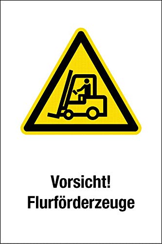 Warnschild - Vorsicht Flurförderfahrzeuge - Aluminium Selbstklebend - 30 x 45 cm von Max Systems