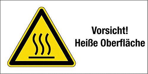 Warnschild - Vorsicht Heiße Oberfläche - Aluminium selbstklebend - 10 x 20 cm von Max Systems