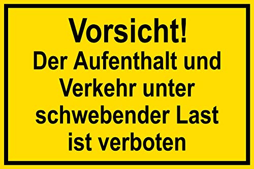 Warnschild - Vorsicht Schwebende Last - Kunststoff selbstklebend - 20 x 30 cm von Max Systems
