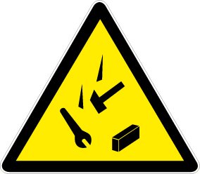 Warnschild aus Aluminium - Herabfallende Gegenstände - Schenkellänge 30 cm von Max Systems