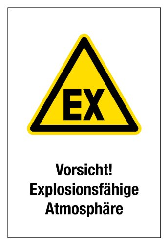 Warnschild aus Aluminium - Vorsicht! Explosionsfähige Atmosphäre- 20 x 30 cm von Max Systems