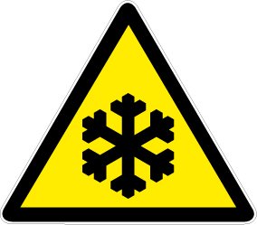 Warnschild aus Aluminium - Warnung vor Kälte - Schenkellänge 10 cm von Max Systems