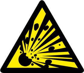 Warnschild aus Aluminium - Warnung vor explosionsgefährlichen Stoffen - Schenkellänge 10 cm von Max Systems