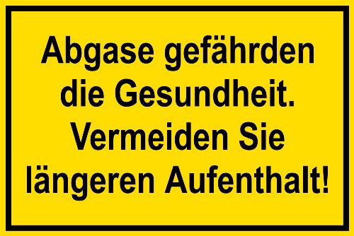 Warnschild aus Folie - Abgase gefährden die Gesundheit. Vermeiden Sie längeren Aufenthalt! -- 30 X 20 cm von Max Systems