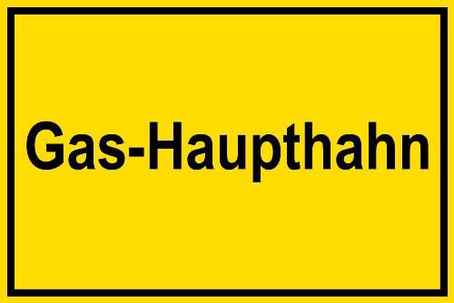 Warnschild aus Folie - Gas Haupthahn - 30 X 20 cm von Max Systems