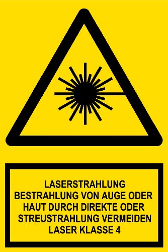 Warnschild aus Folie - Laserstrahlung Bestrahlung von Auge oder Haut durch direkte oder Streustrahlung vermeiden Laser Klasse 4 -- 20 x 30 cm von Max Systems