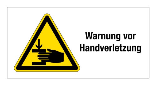 Warnschild aus Folie - Warnung vor Handverletzung - 40 X 20 cm von Max Systems