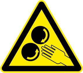 Warnschild aus Folie - Warnung vor rotierenden Walzen - Schenkellänge 10 cm von Max Systems