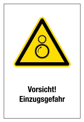 Warnschild aus Kunststoff - Vorsicht! Einzugsgefahr - 20 x 30 cm von Max Systems