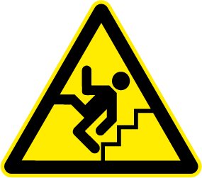Warnschild aus Kunststoff - Warnung vor Treppen - Schenkellänge 40 cm von Max Systems