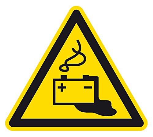 Warnzeichen - Warnung vor Gefahren durch das Aufladen von Batterien - Folie Selbstklebend - 20 x 20 cm von Max Systems