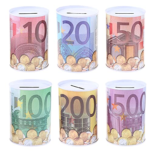 Max-Tonsen Spardose in Euro-Dollar-Form, Safe, Zylinder, Sparschwein, Banken für Münzen, Aufbewahrungsboxen, Weißblechbox, Heimdekoration von Max-Tonsen