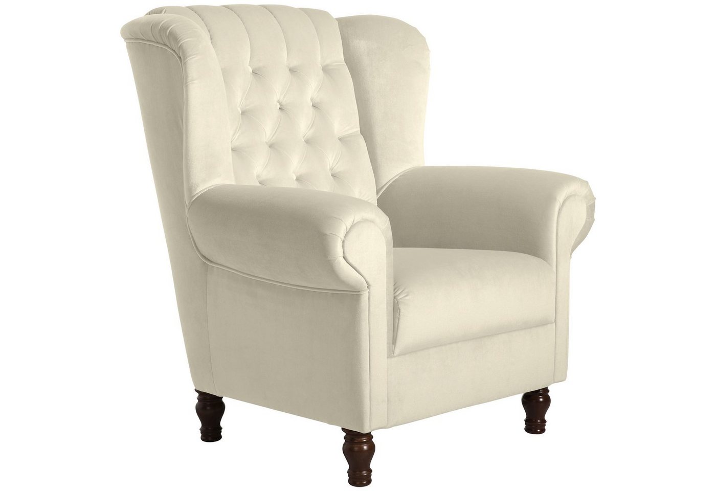 Max Winzer® Chesterfield-Sessel Vary Ohrenbackensessel Samtvelors creme (1 Stück), Made in Germany von Max Winzer®