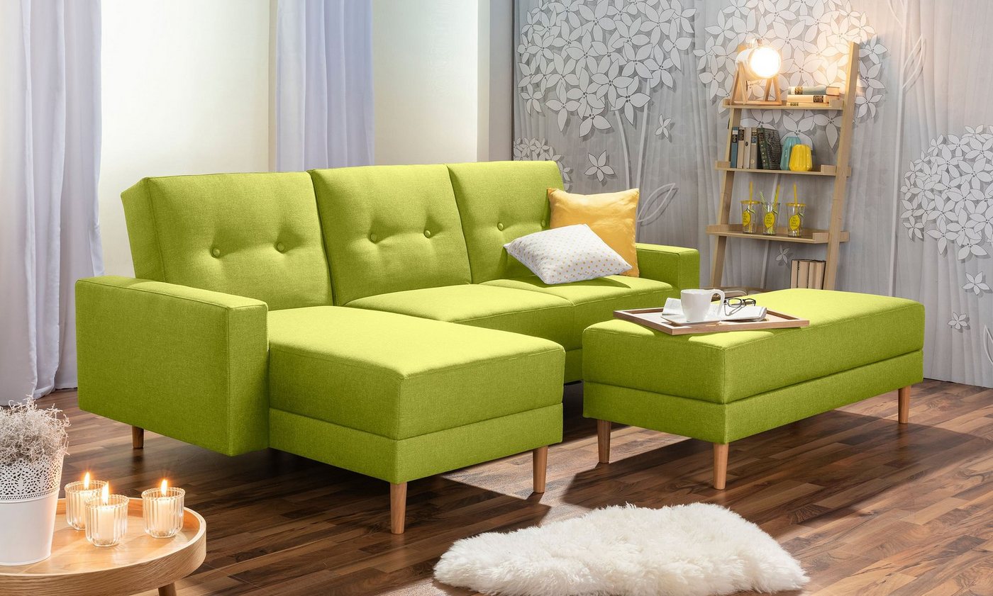 Max Winzer® Ecksofa Schlafsofa Ecksofa Just Cool Funktionssofa Stauraumhocker Grün, 1 Stück, Liegefläche ca. 170x200 cm, Rückenlehne 5-fach verstellbar von Max Winzer®