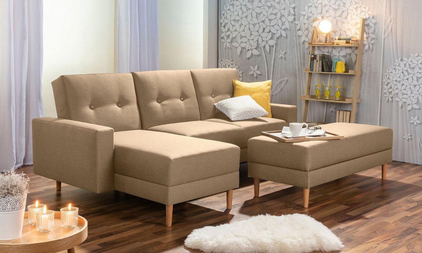 Max Winzer® Ecksofa Schlafsofa Ecksofa Just Cool Funktionssofa Stauraumhocker sand, 1 Stück, Liegefläche ca. 170x200 cm, Rückenlehne 5-fach verstellbar von Max Winzer®