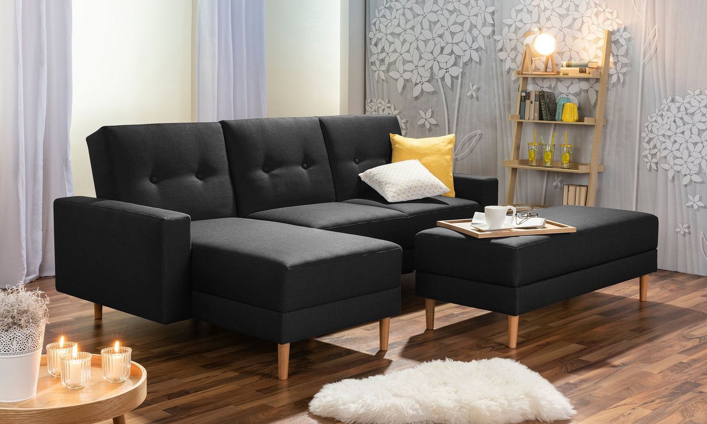 Max Winzer® Ecksofa Schlafsofa Ecksofa Just Cool Funktionssofa Stauraumhocker schwarz, 1 Stück, Liegefläche ca. 170x200 cm, Rückenlehne 5-fach verstellbar von Max Winzer®