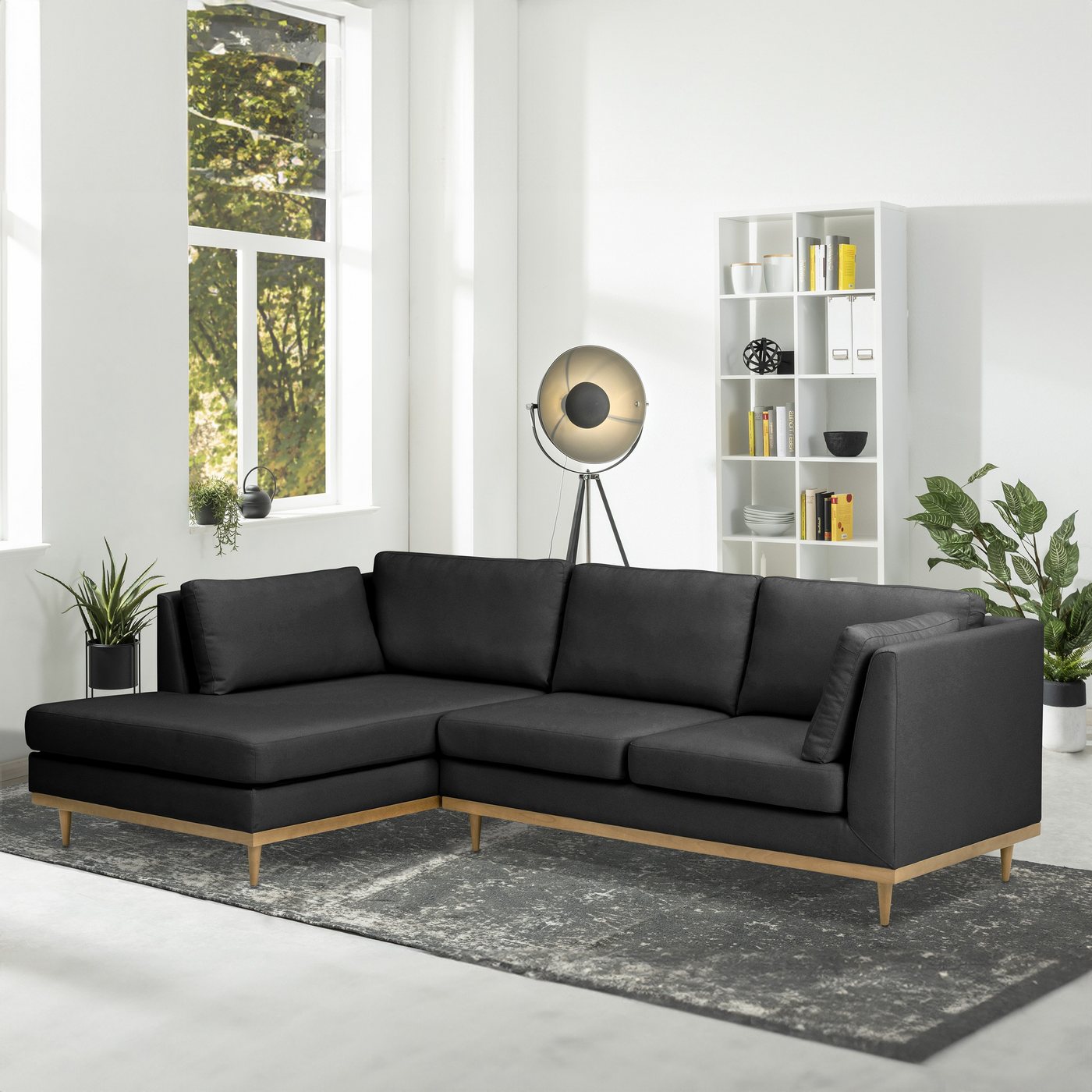 Max Winzer® Ecksofa Sofa Larsen Ecksofa links mit Sofa 2-Sitzer rechts Flachgewebe graphit, 1 Stück, im skandinavischen Design von Max Winzer®