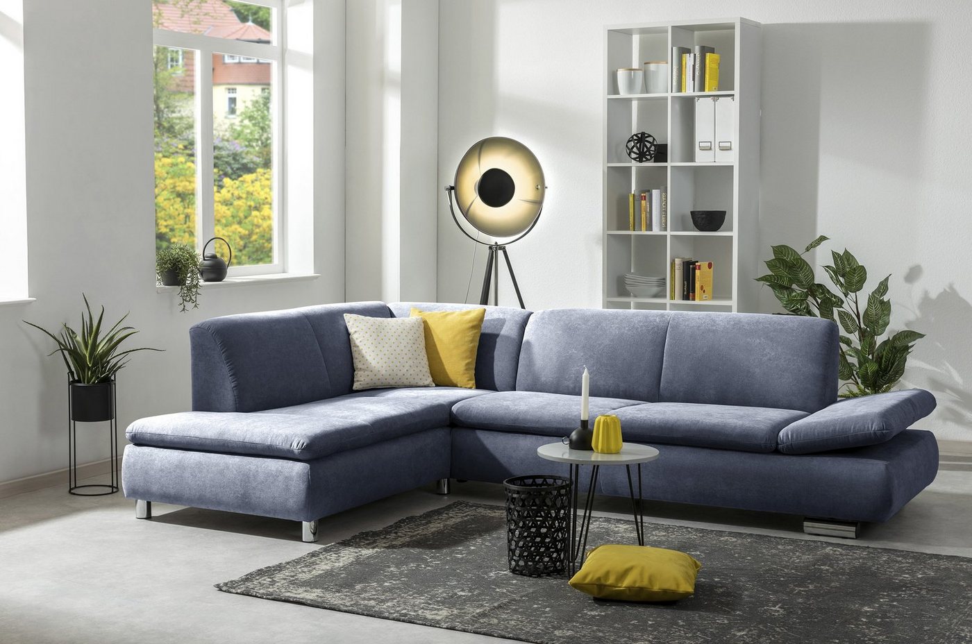 Max Winzer® Ecksofa Terrence Ecksofa links mit Sofa 2,5-Sitzer rechts Flachgewebe blau, 1 Stück, Made in Germany von Max Winzer®