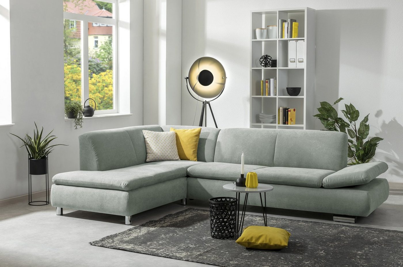 Max Winzer® Ecksofa Terrence Ecksofa links mit Sofa 2,5-Sitzer rechts Flachgewebe hellgrün, 1 Stück, Made in Germany von Max Winzer®