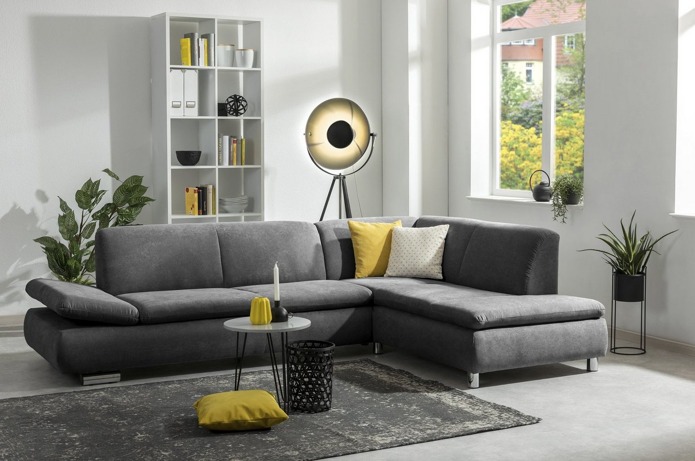 Max Winzer® Ecksofa Terrence Sofa 2,5-Sitzer links Ecksofa rechts Flachgewebe anthrazit, 1 Stück, Made in Germany von Max Winzer®