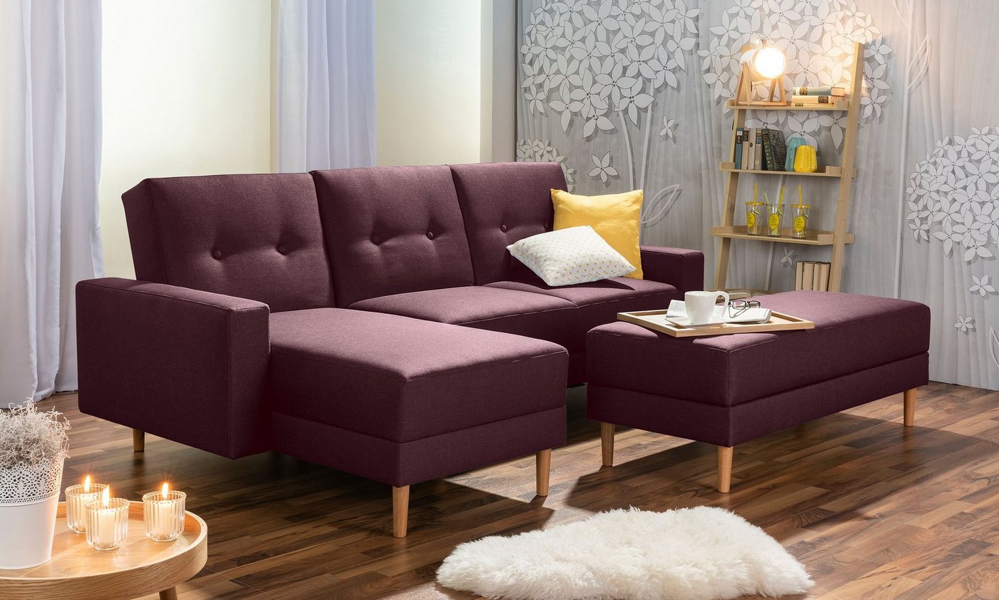 Max Winzer® Ecksofa Schlafsofa Ecksofa Just Cool Funktionssofa Stauraumhocker burgund, 1 Stück, Liegefläche ca. 170x200 cm, Rückenlehne 5-fach verstellbar von Max Winzer®